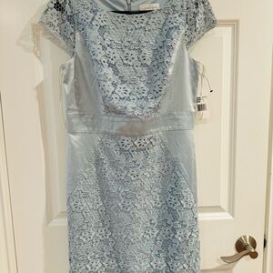 Jessica Simpson Blue Flutter Sleeve Lace Sheath Dress